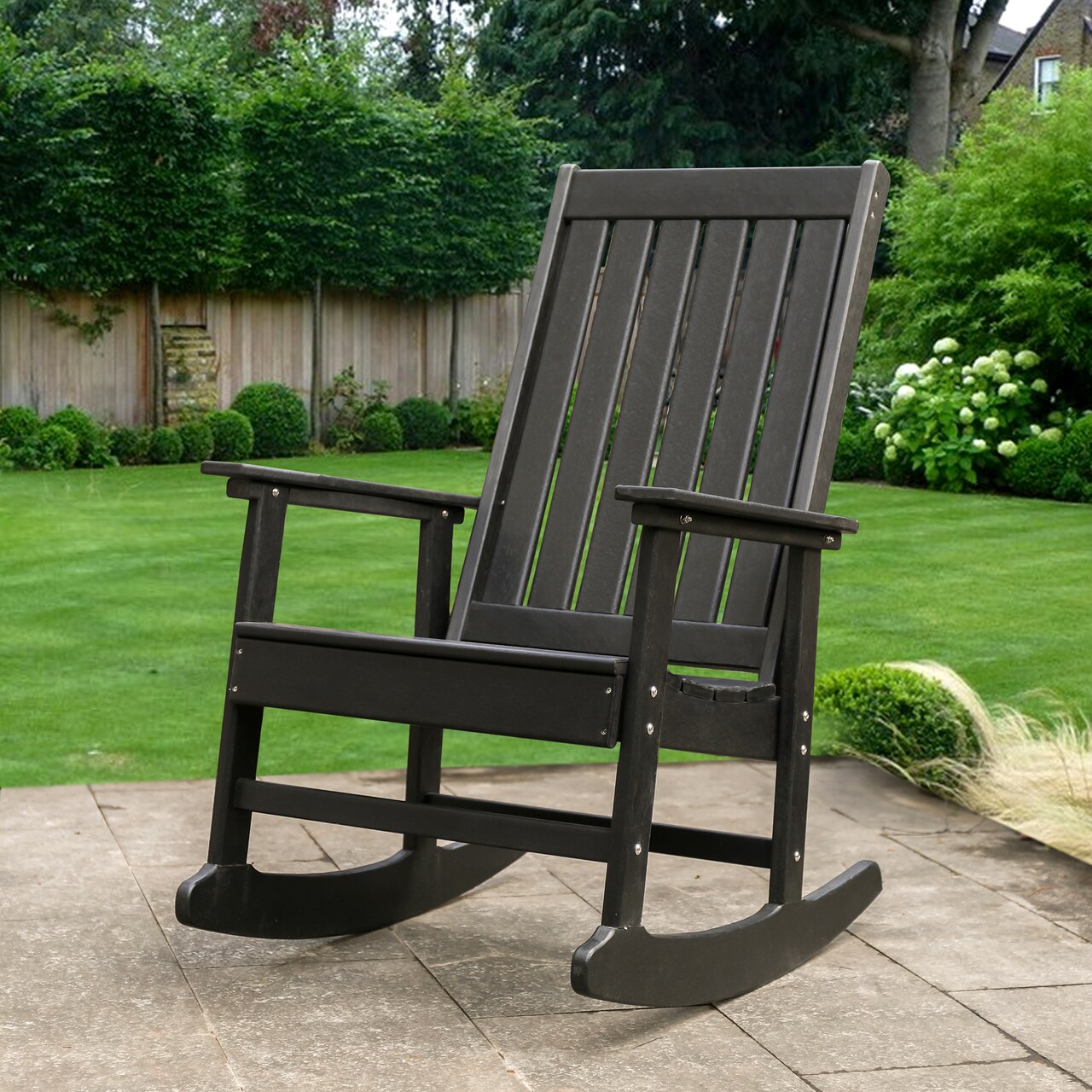 Northlight All Weather Recycled Plastic Outdoor Rocking Chair, Black